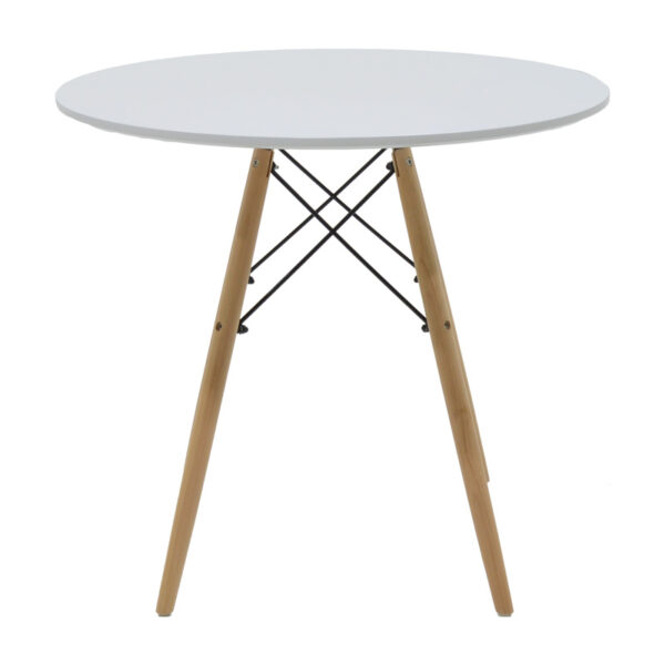 Τραπεζαρία Julita-Parker  σετ 5τεμ MDF λευκό-πόδια φυσικό Φ80x73εκ