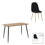 Τραπεζαρία Cuba-Bella  σετ 5τεμ mdf σε sonoma-ανθρακί απόχρωση 120x70x76cm