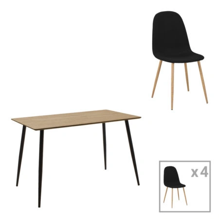 Τραπεζαρία Cuba-Bella  σετ 5τεμ mdf σε sonoma-ανθρακί απόχρωση 120x70x76cm