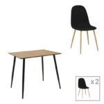 Τραπεζαρία Cuba-Bella  σετ 3τεμ mdf σε sonoma-ανθρακί απόχρωση 70x70x76cm