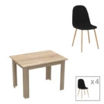 Τραπεζαρία Manka-Bella  σετ 5τεμ σε sonoma απόχρωση 110x80x70εκ