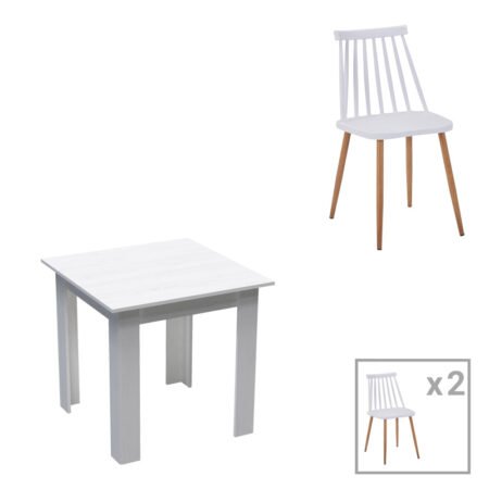 Τραπεζαρία Manka Ι-Aurora I  σετ 3τεμ σε λευκή απόχρωση 80x80x77εκ