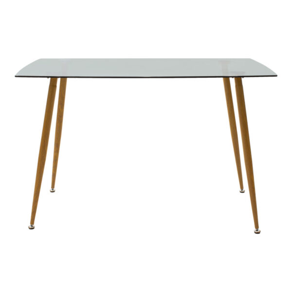 Τραπεζαρία Chloe-Aurora I  σετ 5τεμ γυάλινο 8χιλ ανθρακί - πόδι φυσικό 120x70x75εκ