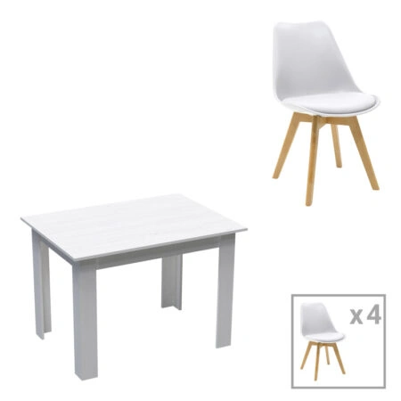 Τραπεζαρία Manka-Gaston  σετ 5τεμ σε λευκή απόχρωση 110x80x77εκ