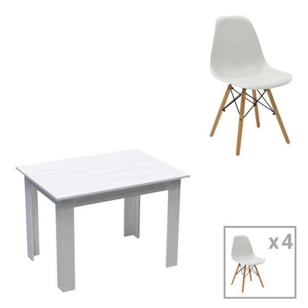 Τραπεζαρία Manka-Julita  σετ 5τεμ σε λευκή απόχρωση 110x80x77εκ