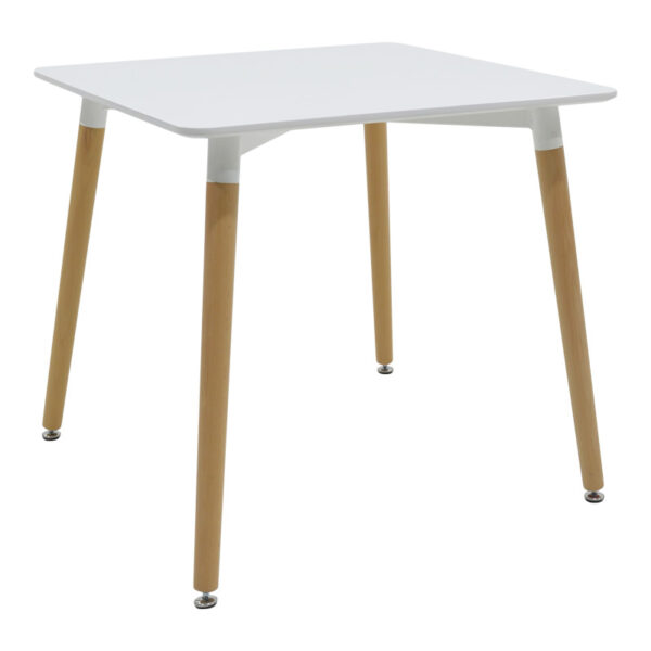 Τραπεζαρία Bella-Natali  σετ 3τεμ MDF λευκό-πόδια φυσικό 80x80x76εκ