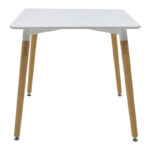 Τραπεζαρία Bella-Natali  σετ 3τεμ MDF λευκό-πόδια φυσικό 80x80x76εκ