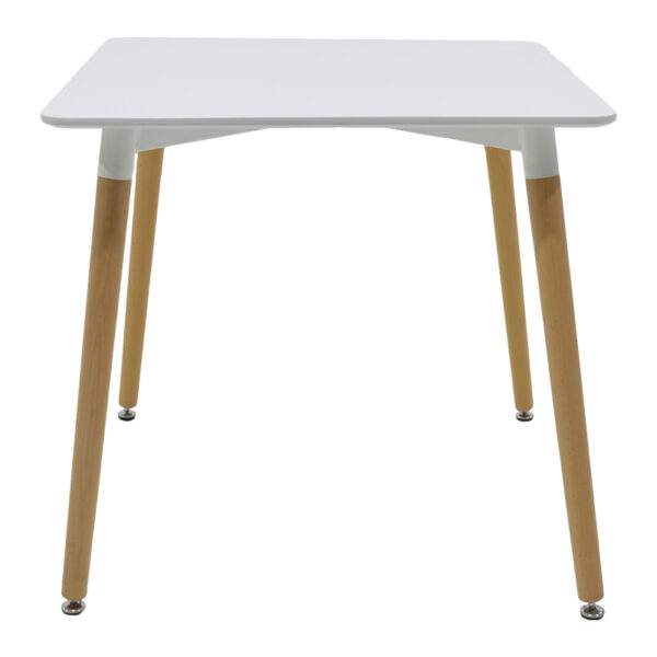 Τραπεζαρία Bella-Natali  σετ 3τεμ MDF λευκό-πόδια φυσικό 80x80x76εκ