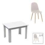 Τραπεζαρία Bella-Manka  σετ 5τεμ σε λευκή απόχρωση 110x80x77εκ
