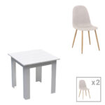 Τραπεζαρία Bella-Manka  σετ 3τεμ σε λευκή απόχρωση 80x80x77εκ