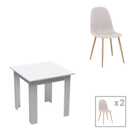 Τραπεζαρία Bella-Manka  σετ 3τεμ σε λευκή απόχρωση 80x80x77εκ