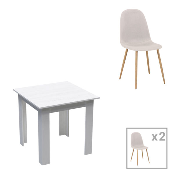 Τραπεζαρία Bella-Manka  σετ 3τεμ σε λευκή απόχρωση 80x80x77εκ