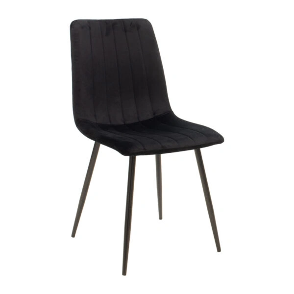 Τραπεζαρία Julita-Noor σετ 5τεμ MDF μαύρο-πόδια φυσικό Φ80x73εκ