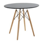 Τραπεζαρία Julita-Noor σετ 5τεμ MDF μαύρο-πόδια φυσικό Φ80x73εκ