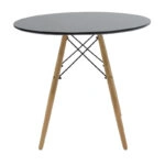 Τραπεζαρία Julita-Noor σετ 5τεμ MDF μαύρο-πόδια φυσικό Φ80x73εκ