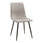 Τραπεζαρία Julita-Noor  σετ 5τεμ MDF λευκό-γκρι-πόδια φυσικό Φ80x73εκ