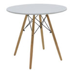 Τραπεζαρία Julita-Noor  σετ 5τεμ MDF λευκό-γκρι-πόδια φυσικό Φ80x73εκ