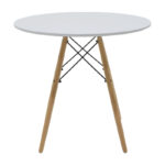 Τραπεζαρία Julita-Noor  σετ 5τεμ MDF λευκό-γκρι-πόδια φυσικό Φ80x73εκ