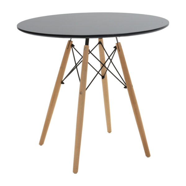 Τραπεζαρία Julita-Noor  σετ 5τεμ MDF μαύρο-γκρι-πόδια φυσικό Φ80x73εκ