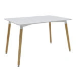 Τραπεζαρία Natali-Noor  σετ 5τεμ MDF λευκό-μπεζ ύφασμα 120x80x76εκ