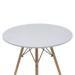 Τραπεζαρία Julita-Noor σετ 5τεμ MDF λευκό-μπεζ ύφασμα Φ80x73εκ
