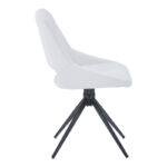 Τραπεζαρία Gustas-Luciano I  σετ 5τεμ λευκό μαρμάρου-κρεμ υφασμα 120x80x76εκ