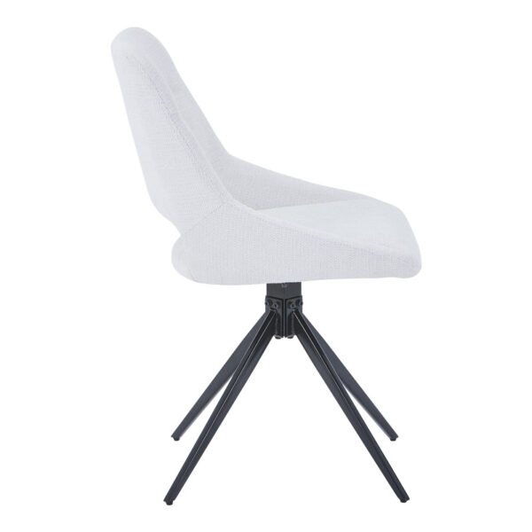 Τραπεζαρία Gustas-Luciano I  σετ 5τεμ λευκό μαρμάρου-κρεμ υφασμα 120x80x76εκ