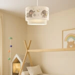 Παιδικό φωτιστικό οροφής μονόφωτο PWL-1096 Ε27 λευκό-γκρι Φ30x20εκ