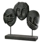 Γλυπτό Face "3 Faces" Πολυρεζίνη Μαύρο PU 30x8.5x29.5cm