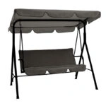 Κούνια κήπου Globo pakoworld μέταλλο μαύρο-ύφασμα γκρι 170x110x153εκ