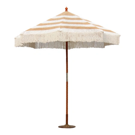 Ομπρέλα κήπου Brilie pakoworld ξύλο-μακραμέ Φ2.70x2.60 m καφέ-λευκό