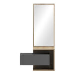 Έπιπλο εισόδου Kendi  επιτοίχιο με καθρέπτη σε sonoma- ανθρακί 49.1x31.3x90εκ