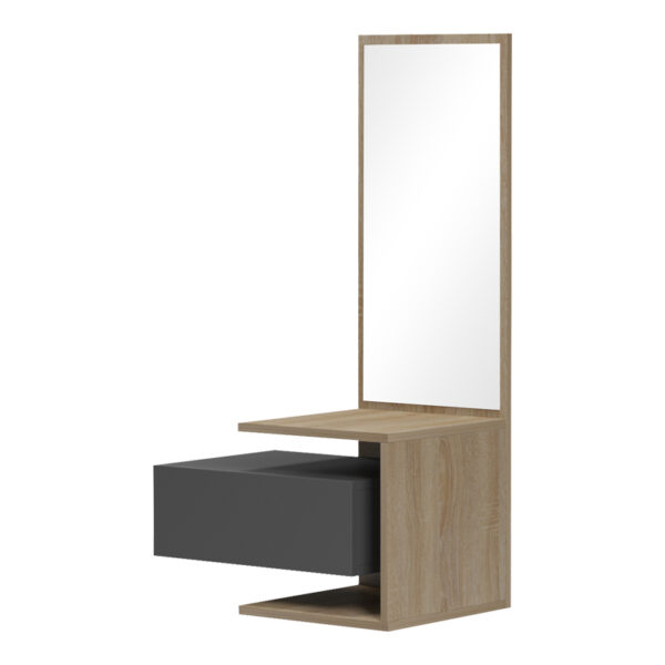 Έπιπλο εισόδου Kendi  επιτοίχιο με καθρέπτη σε sonoma- ανθρακί 49.1x31.3x90εκ