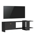 Έπιπλο τηλεόρασης Standi σε μαύρο-μαύρο μαρμάρου απόχρωση 120x25x36.8εκ