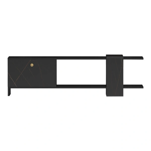 Έπιπλο τηλεόρασης Standi σε μαύρο-μαύρο μαρμάρου απόχρωση 120x25x36.8εκ