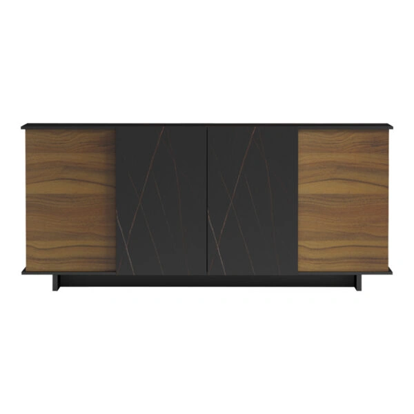 Μπουφές Zafore  καρυδί- μαύρο μαρμάρου 180x45x80εκ