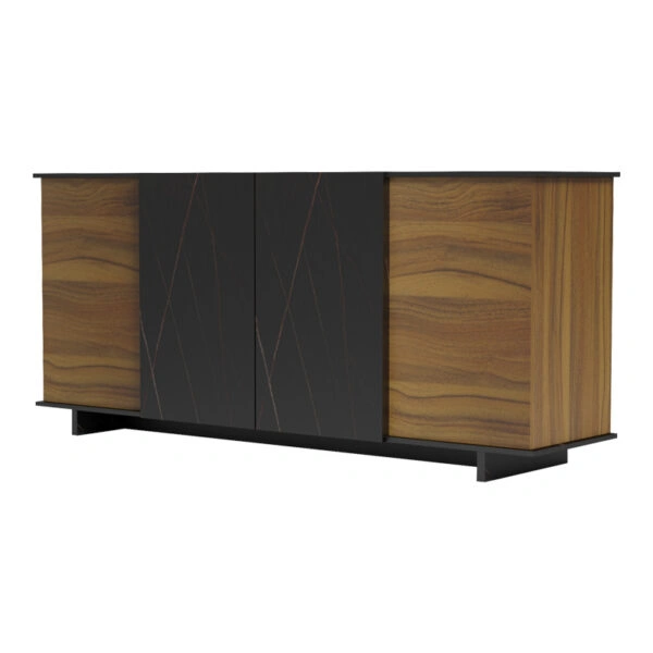 Μπουφές Zafore  καρυδί- μαύρο μαρμάρου 180x45x80εκ