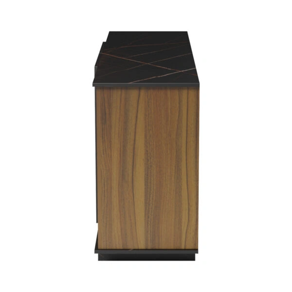 Μπουφές Zafore  καρυδί- μαύρο μαρμάρου 180x45x80εκ