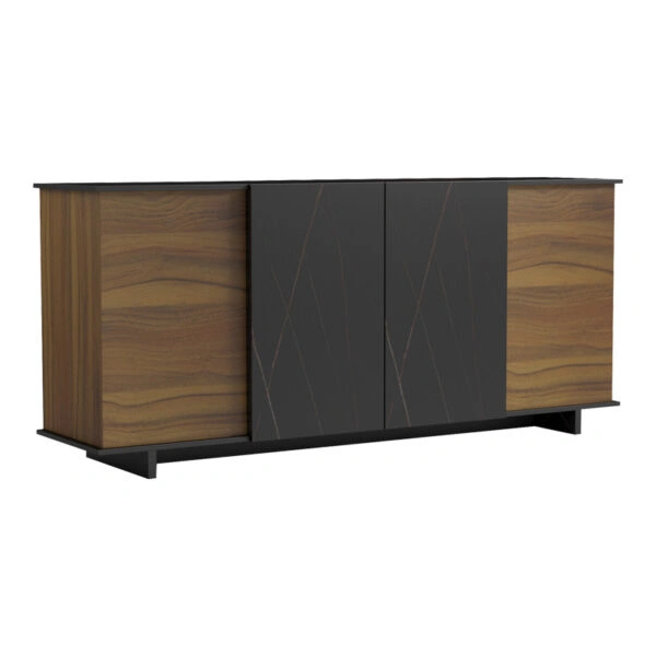 Μπουφές Zafore  καρυδί- μαύρο μαρμάρου 180x45x80εκ