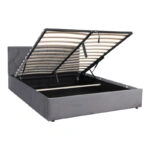 Κρεβάτι διπλό Kamaho  βελούδο ανθρακί με αποθηκευτικό χώρο 160x200εκ
