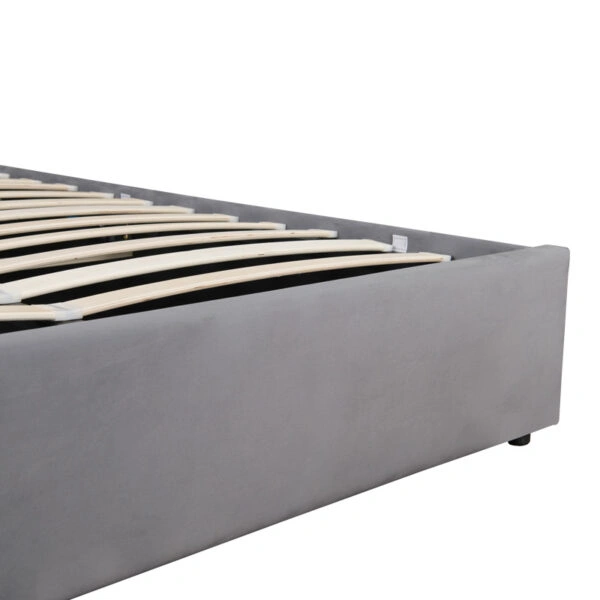 Κρεβάτι διπλό Kamaho  βελούδο ανθρακί με αποθηκευτικό χώρο 160x200εκ