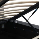 Κρεβάτι διπλό Kamaho  βελούδο ανθρακί με αποθηκευτικό χώρο 160x200εκ