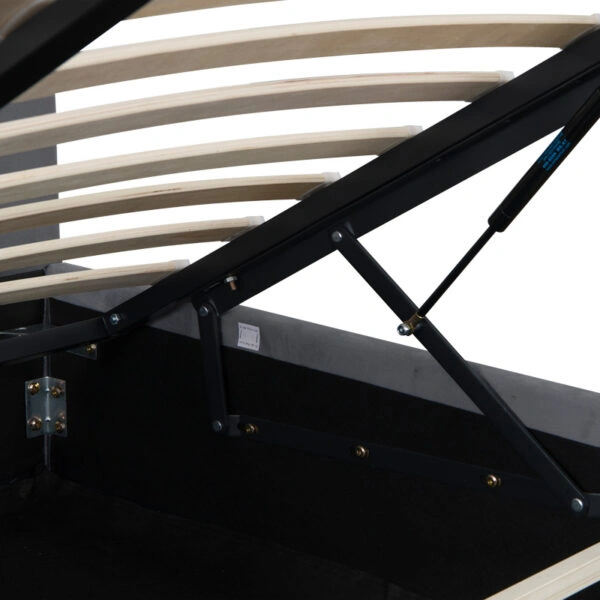 Κρεβάτι διπλό Kamaho  βελούδο ανθρακί με αποθηκευτικό χώρο 160x200εκ