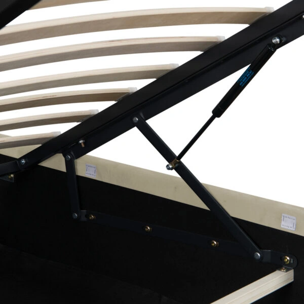 Κρεβάτι διπλό Kamaho  βελούδο κρεμ με αποθηκευτικό χώρο 160x200εκ