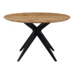 Τραπέζι Toda  mdf σε sonoma απόχρωση με μαύρα μεταλλικά πόδια Φ120x75εκ