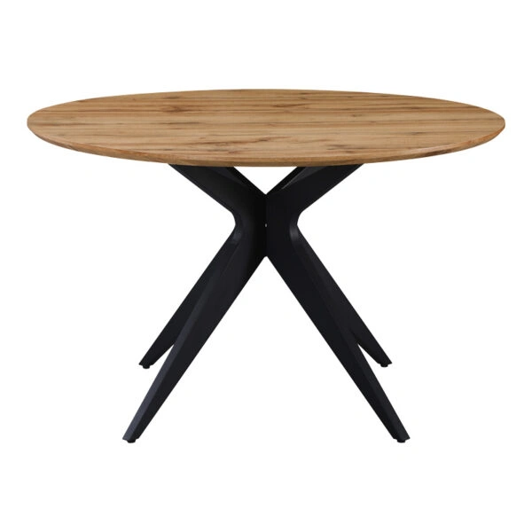 Τραπέζι Toda  mdf σε sonoma απόχρωση με μαύρα μεταλλικά πόδια Φ120x75εκ