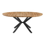 Τραπέζι επεκτεινόμενο Edina  mdf σε sonoma απόχρωση με μαύρα μεταλλικά πόδια 130-170x130x75εκ