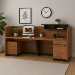 Γραφείο reception επαγγελματικό Oscar  καρυδί-ανθρακί 180x65x110εκ