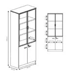 Ντουλάπα γραφείου επαγγελματική με γυάλινες πόρτες Oscar καρυδί-ανθρακί 80x40x200εκ