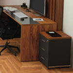 Συρταριέρα επαγγελματική τροχήλατη Oscar 3ων συρταριών καρυδί-ανθρακί 40x48x63εκ